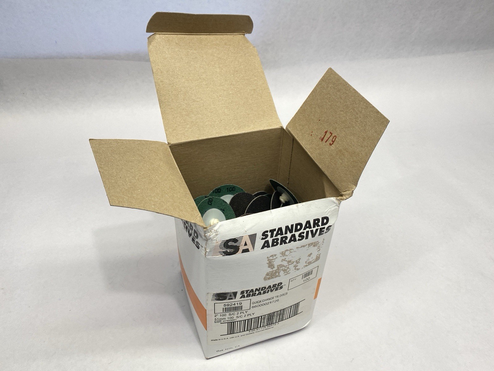 3M 592419 Standard Abrasives Quick Change Silicon Carbide 2 Ply Disc 2″ BOX 100