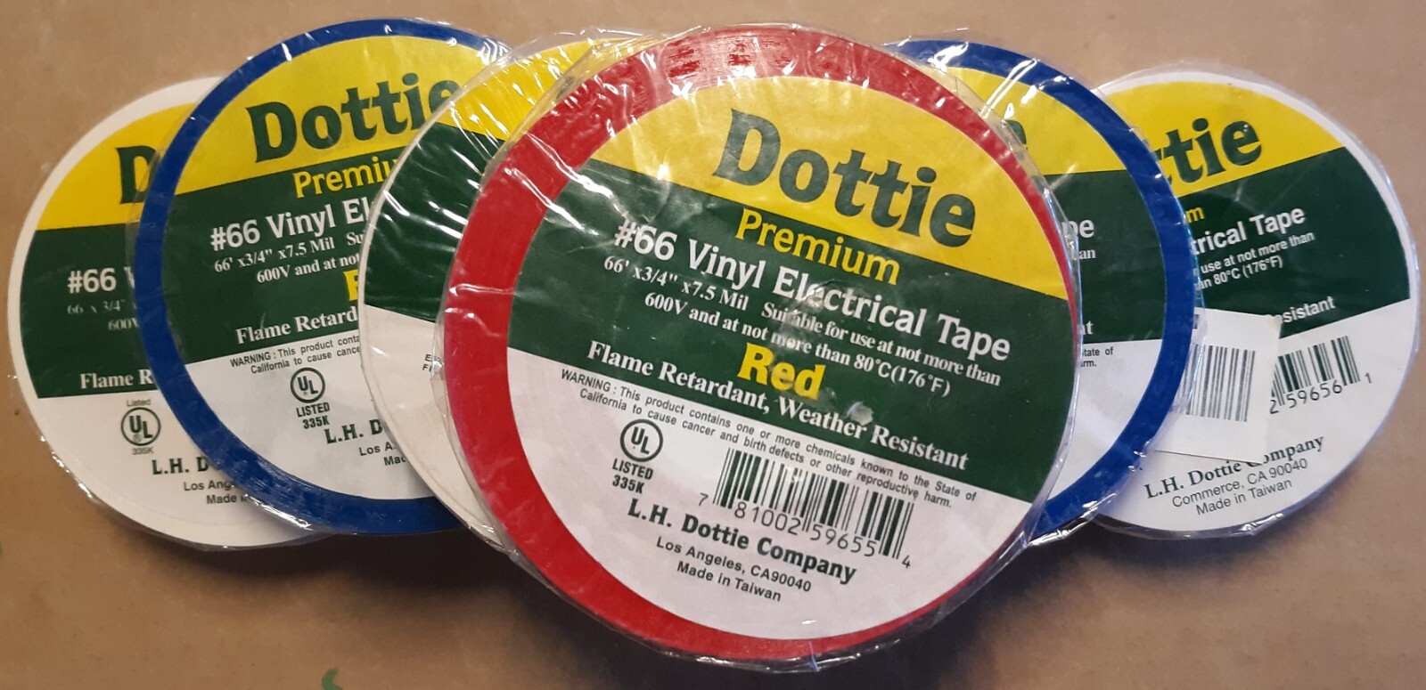 Dottie 7LOT Premium Vinyl Dottie #66 Electrical Tape (7PK/NOS)