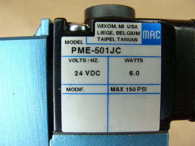 MAC SOLENOID VALVE 812C-PM-501JC-112 150PSI WITH MAC PME-501C VALVE 24VDC