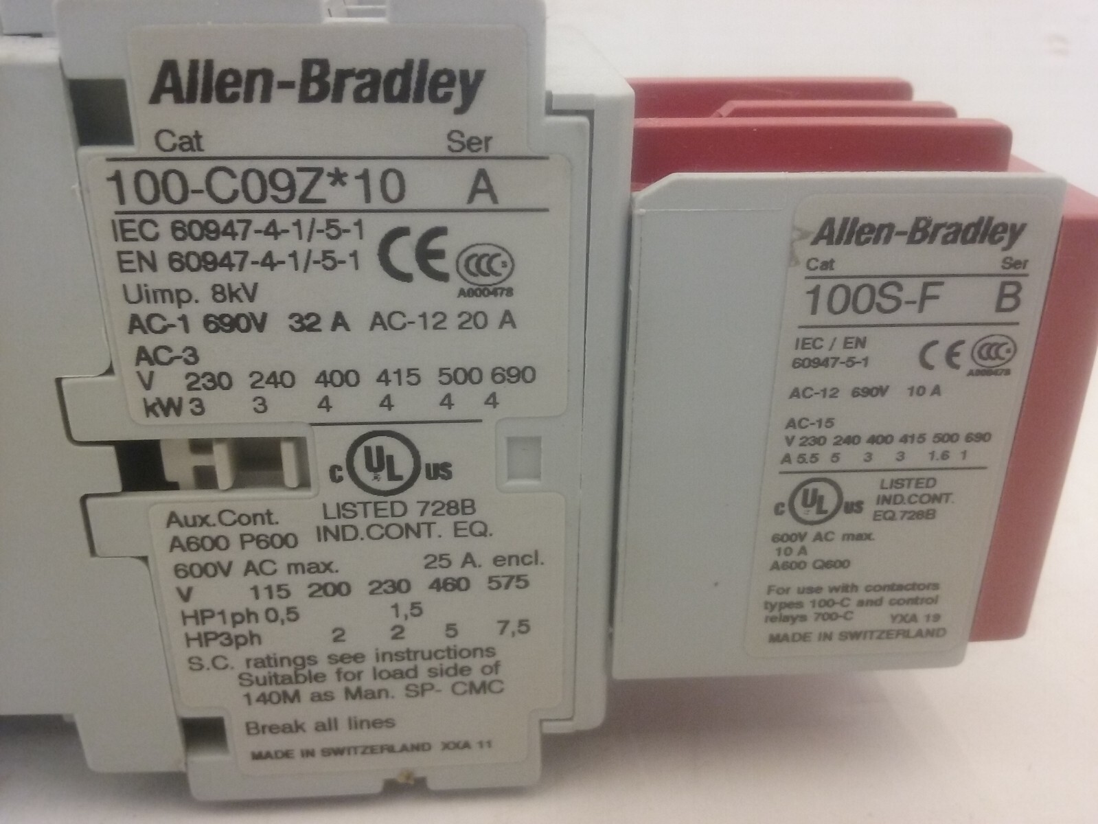 ALLEN BRADLEY 100S-C09ZJ14C GUARDMASTER CONTACTOR 9A 24VDC 1NO/4NC SERIES A NNB