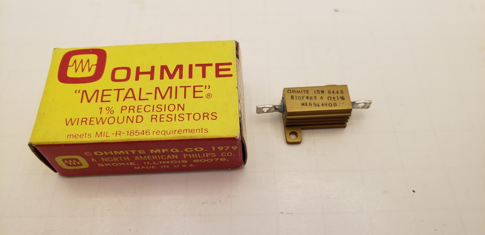 OHMITE 810F4R0 RESISTOR, WIREWOUND 40HM 10W CHASSIS MOUNT, NIB