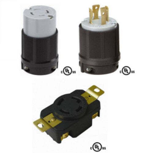 NEMA L15-30 Plug, Connector and Receptacle Set – 30Amp, 250V, 4-Wire, 3 Pole