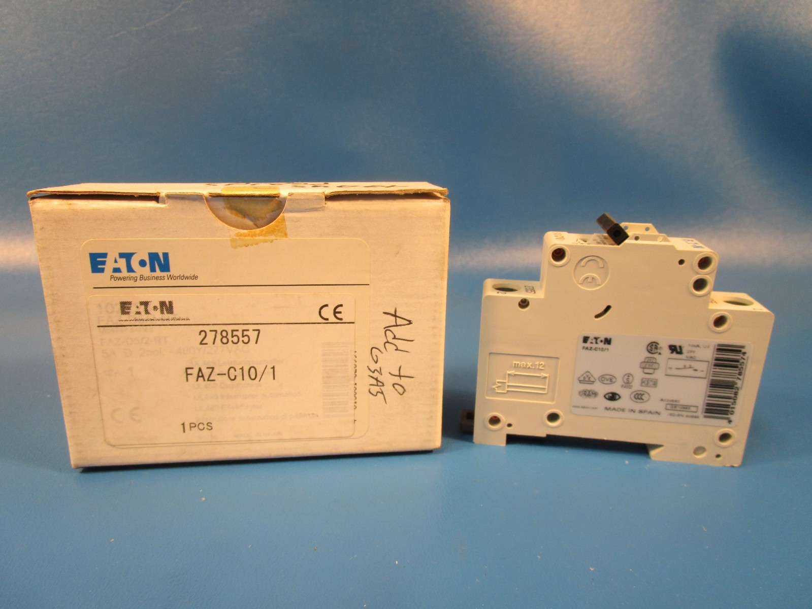 EATON FAZ-C10/1, Industrial Miniature Circuit Breaker, 10 A, 1 Pole, 277 V