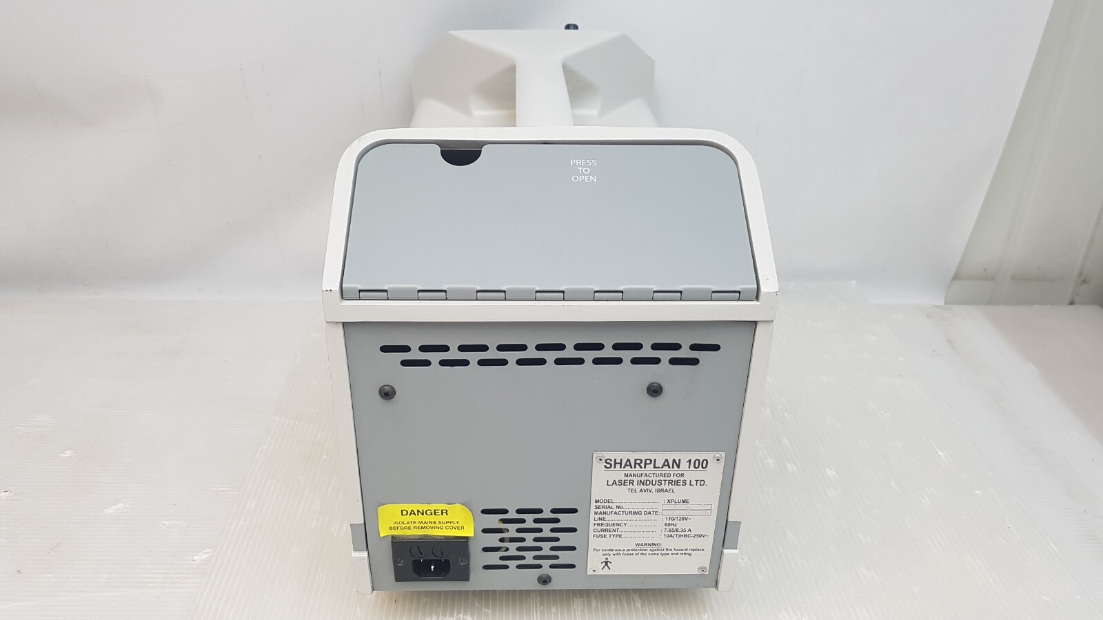 Sharplan 100 Xplume Smoke evacuator w/ Pneumatic Air Foot switch.