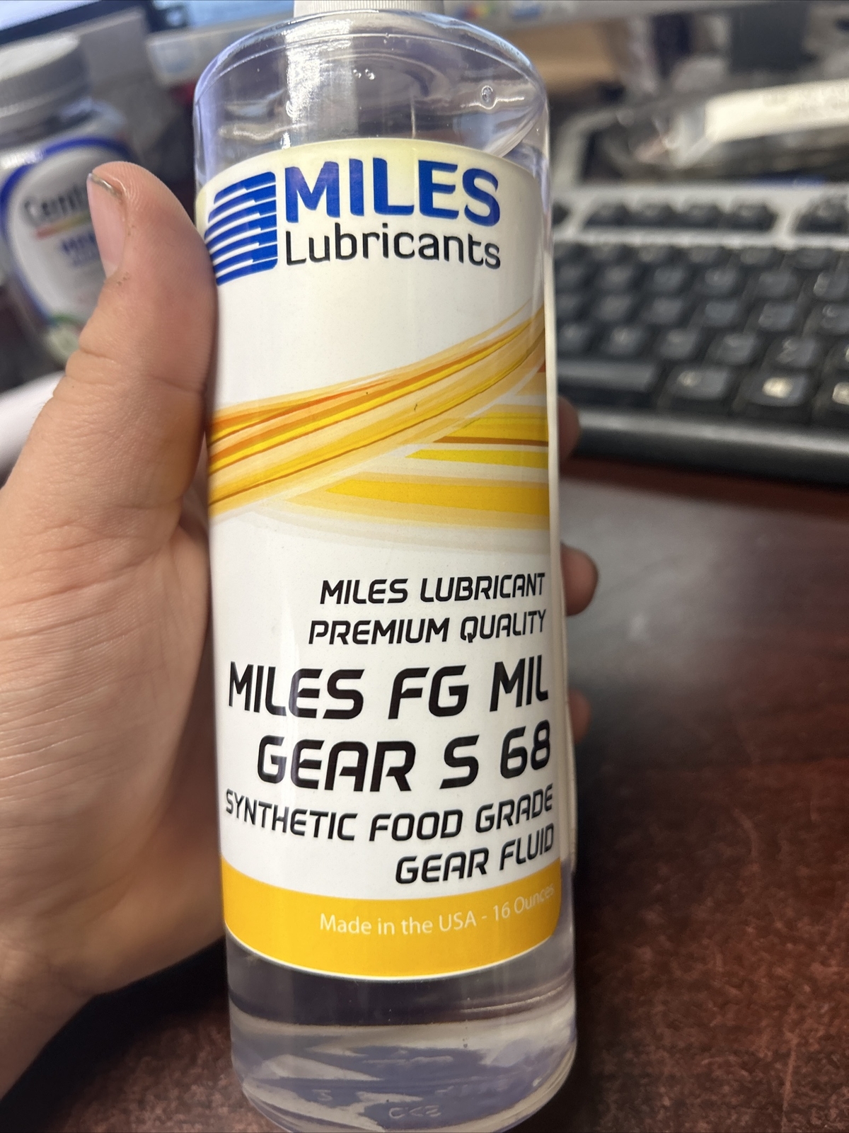 #49CR71 MILES LUBRICANTS Gear Oil 16 oz. MSF1432007 H1 Food Grade, 68, Yellow