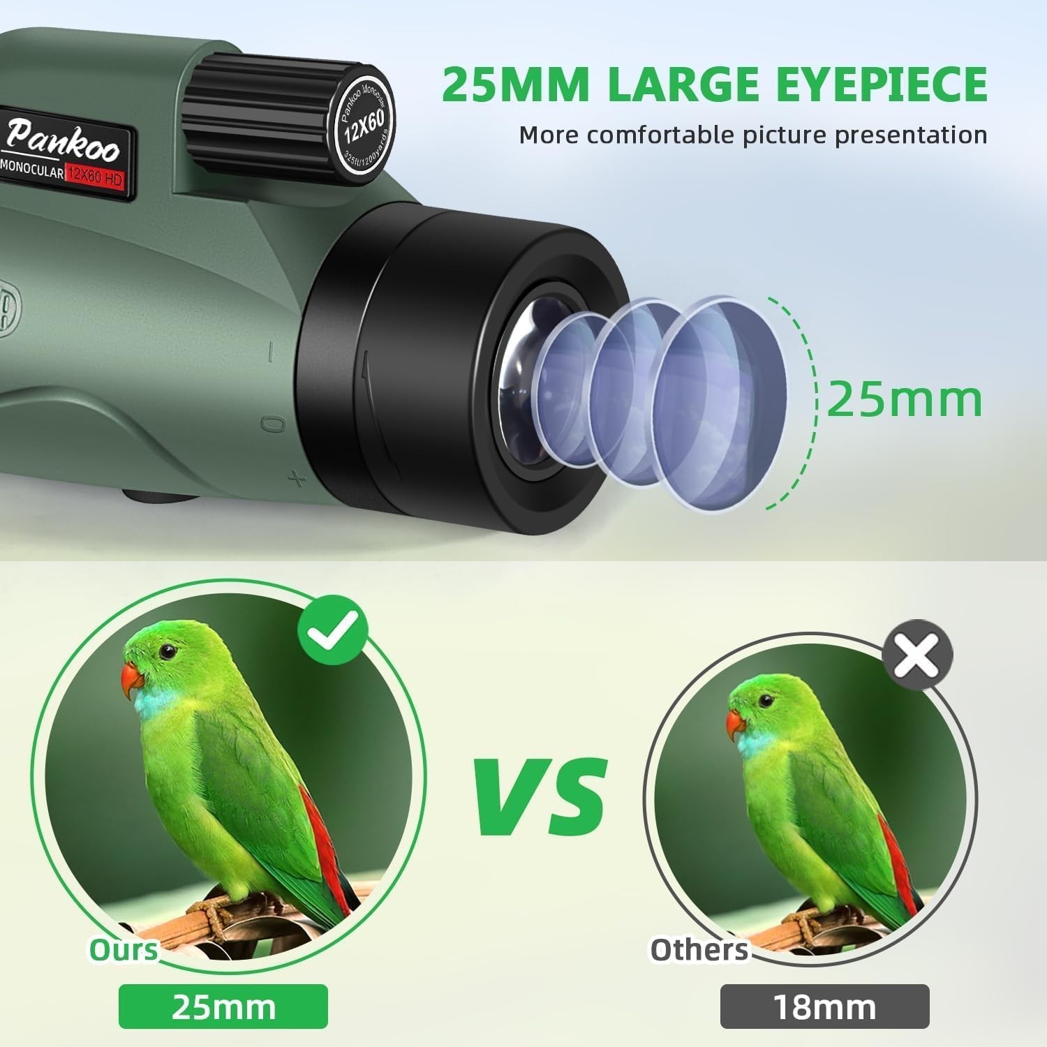 12×60 HD Monocular Telescope for Adults high Powered | Comes with Smartphone Ada