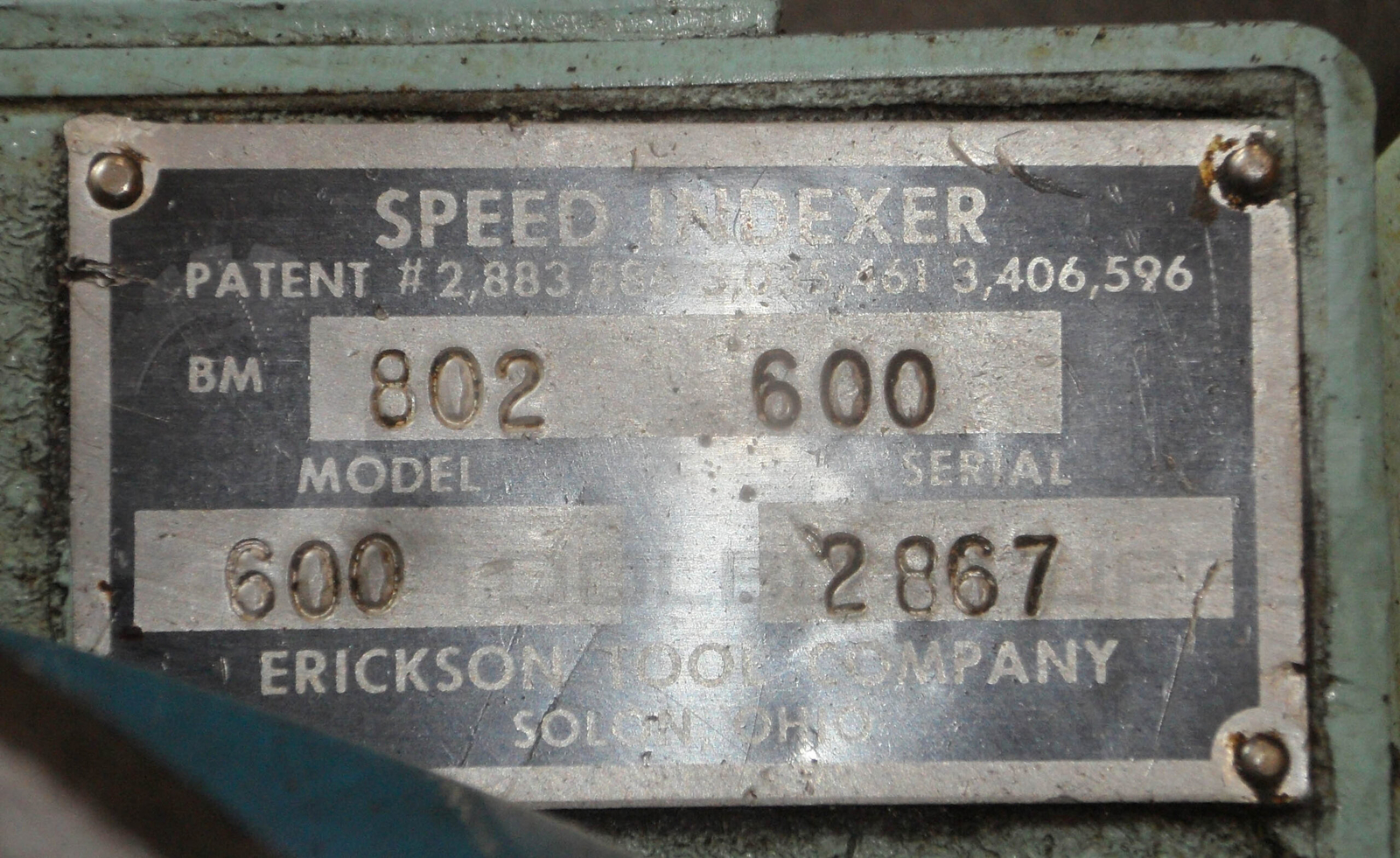 ERICKSON TOOL COMPANY 600 ROTARY SPEED INDEXER 12-1/4″ 802