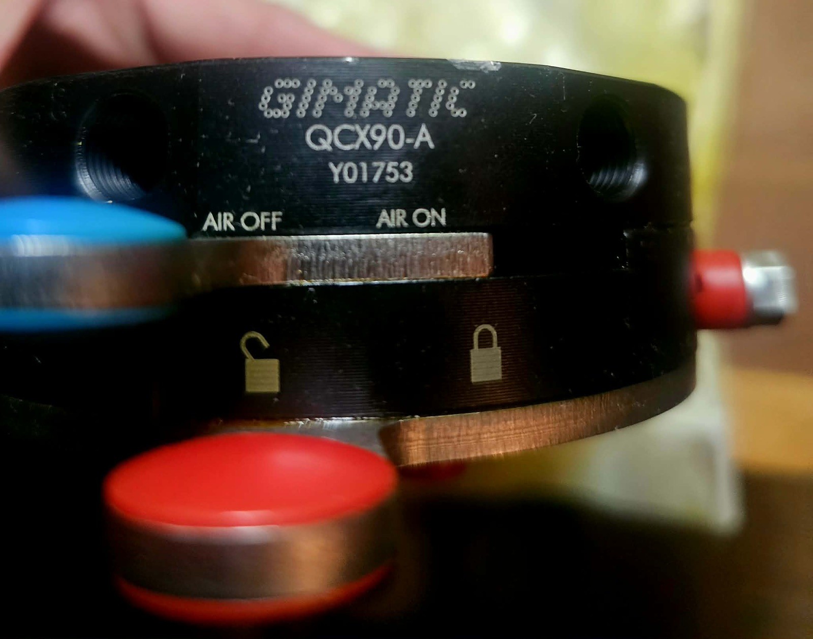 QCX90-A Gimatic Quick Changer With Air Shutoff. Standard Size. 90mm Robot Side.