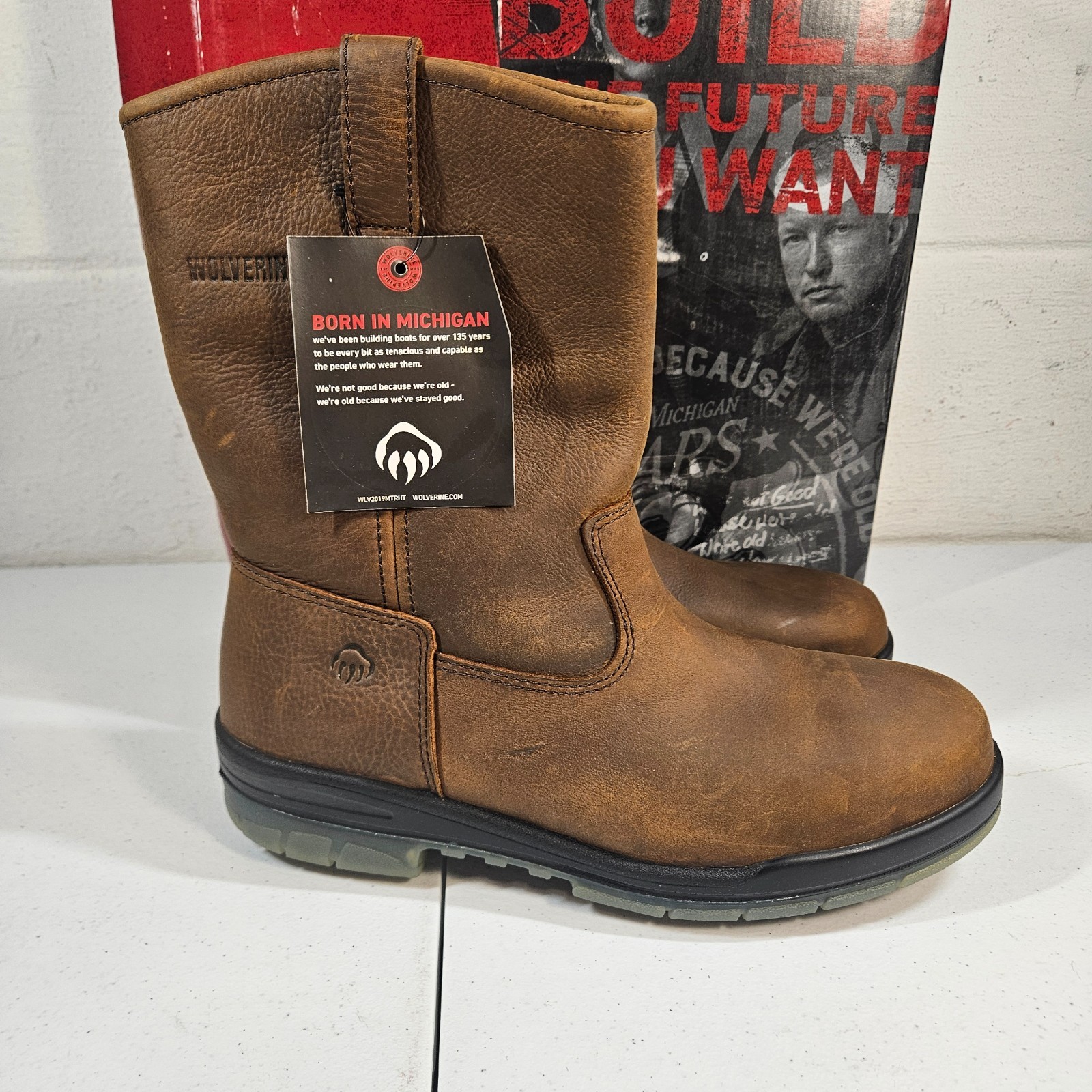 Wolverine Men’s Steel Toe W03258 DuraShocks Wellington Stone 10 M New