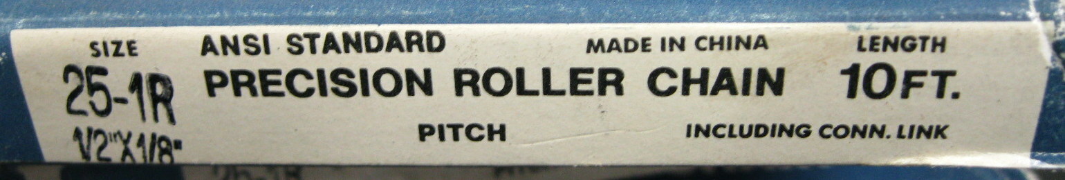 Allied-Locke 25-1R Precision Roller Chain 10 Ft. 1/2 X 1/8″