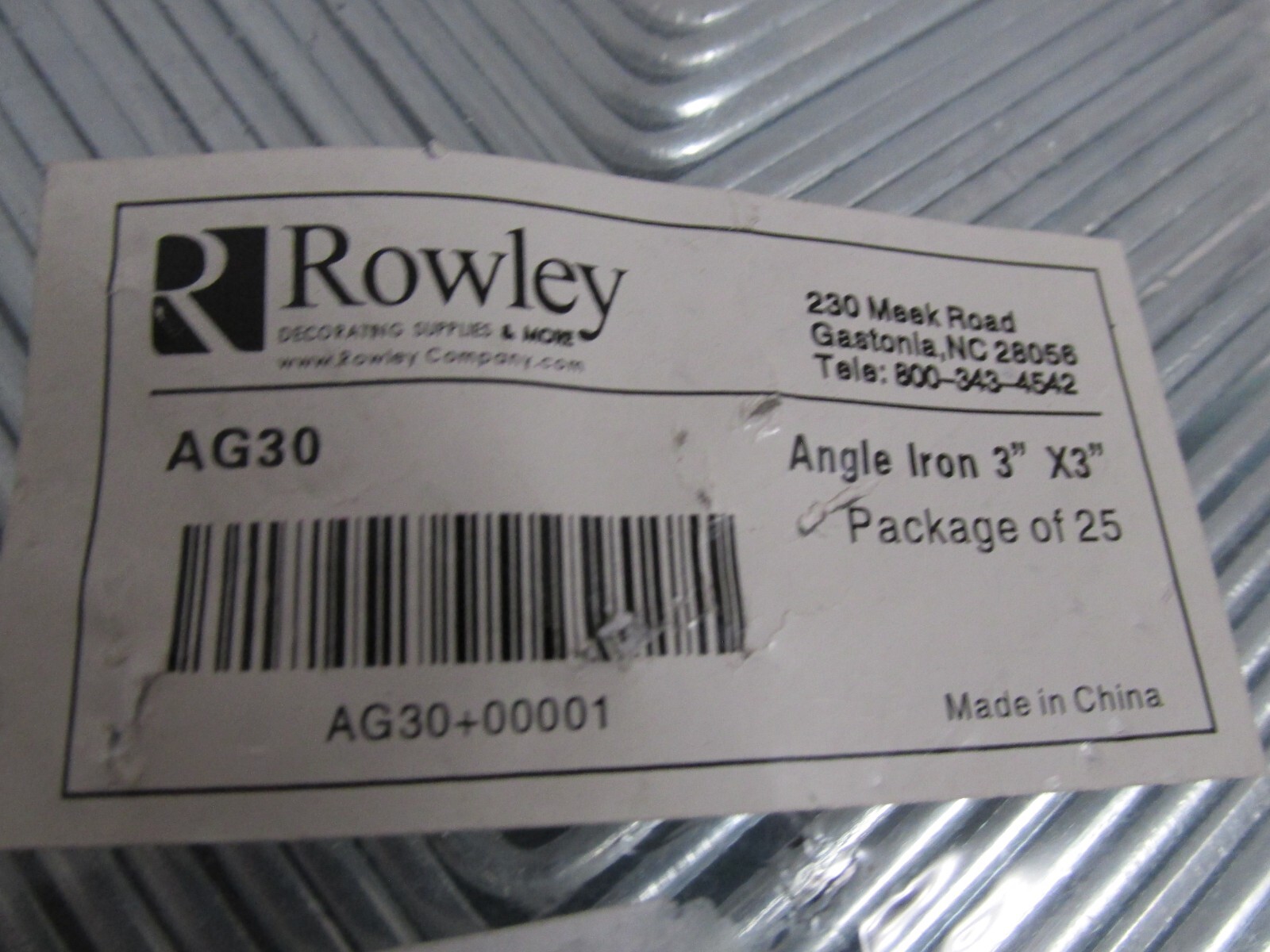 NEW ROWLEY AG30 Angle Iron 3″ X 3″, Zinc, 25-Pack
