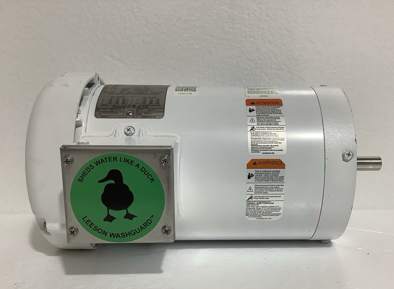 Leeson 119471.00 Washdown Duty Motor 2HP 1745 RPM 56C Frame C6T17WC383A 3-Phase