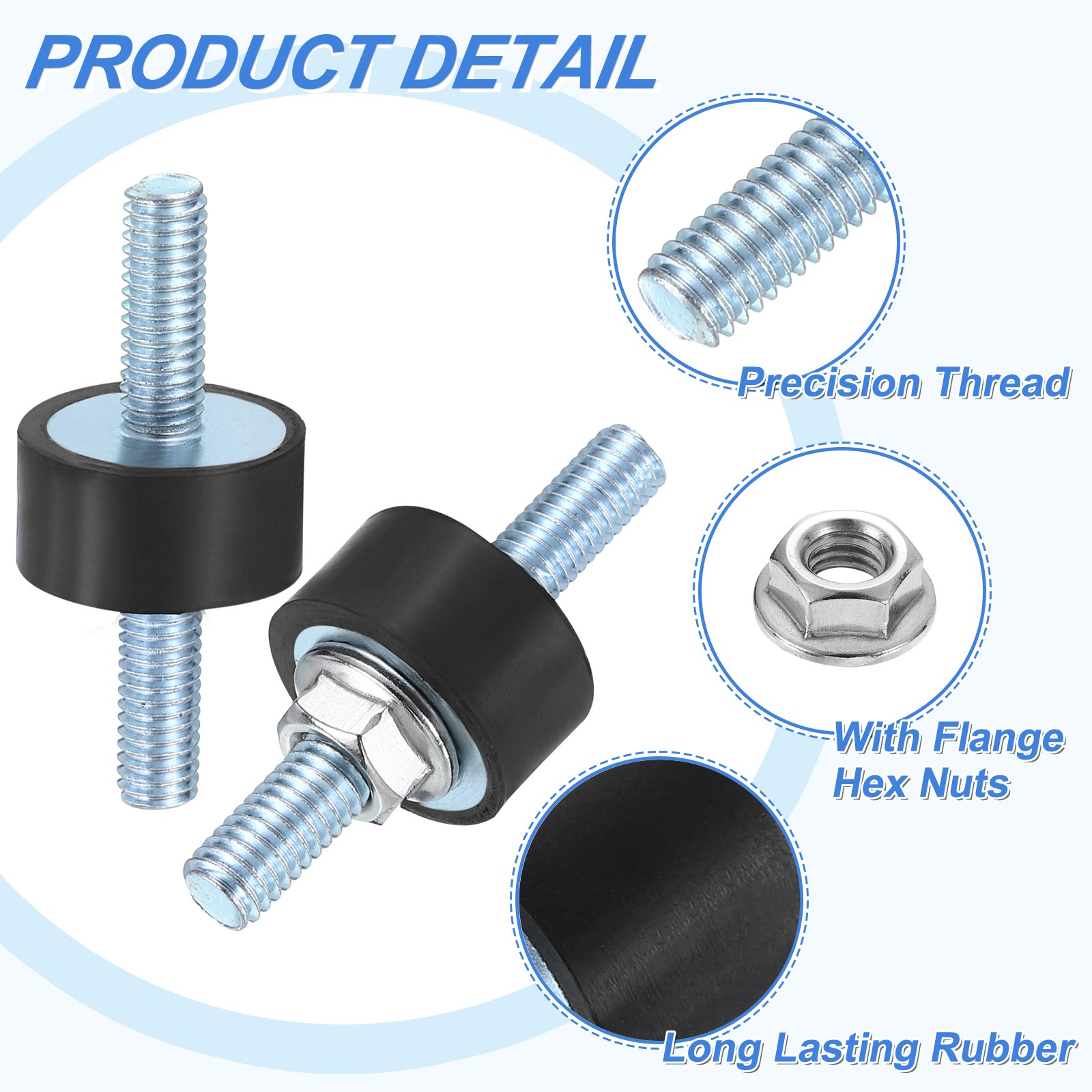 2Pcs M6 x 18mm Rubber Mounts, 10 x 20mm Rubber Vibration Isolator with Nuts