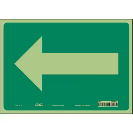 Condor 473C10 Directional Sign, Left Arrow, 14 In W X 10 In H, Horizontal