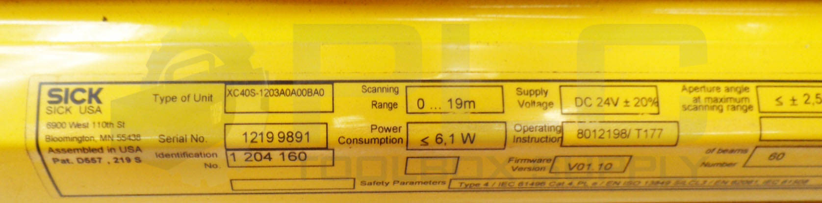 SICK 1 204 160 LIGHT CURTAIN C 4000 SENDER 24VDC 6.1W XC40S-1203A0A00BA0