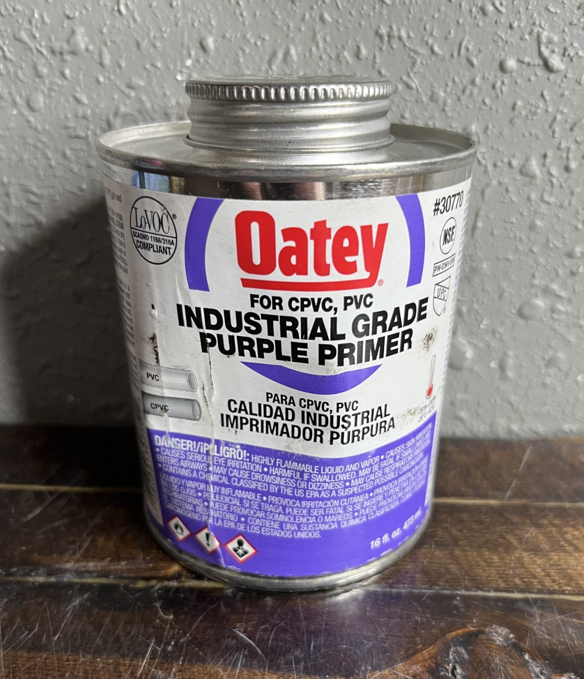 Oatey 30770 Industrial Grade Purple Primer for CPVC and PVC Pipe 16 fl oz