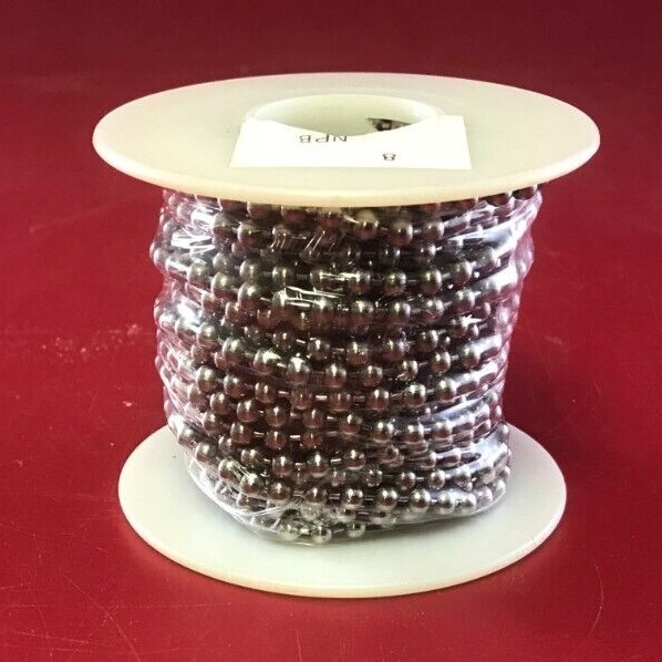 3606T65 Bead Chain-Not for Lifting Nickel-Plated Brass, 8 Trade Size (22FT)