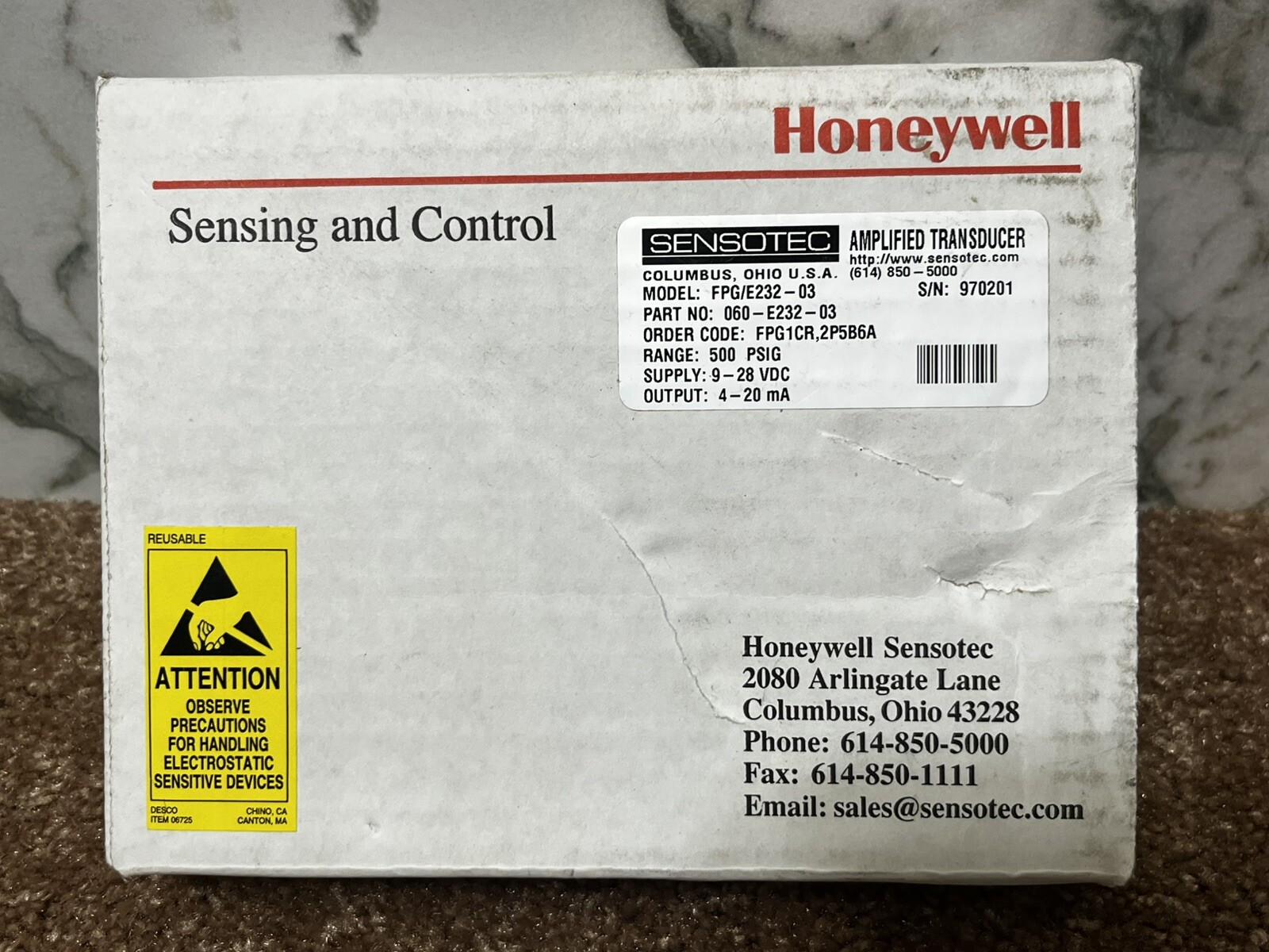 HONEYWELL SENSOTEC AMPLIFIED TRANSDUCER SENSOR FPG/E232-03 060-E232-03 970201