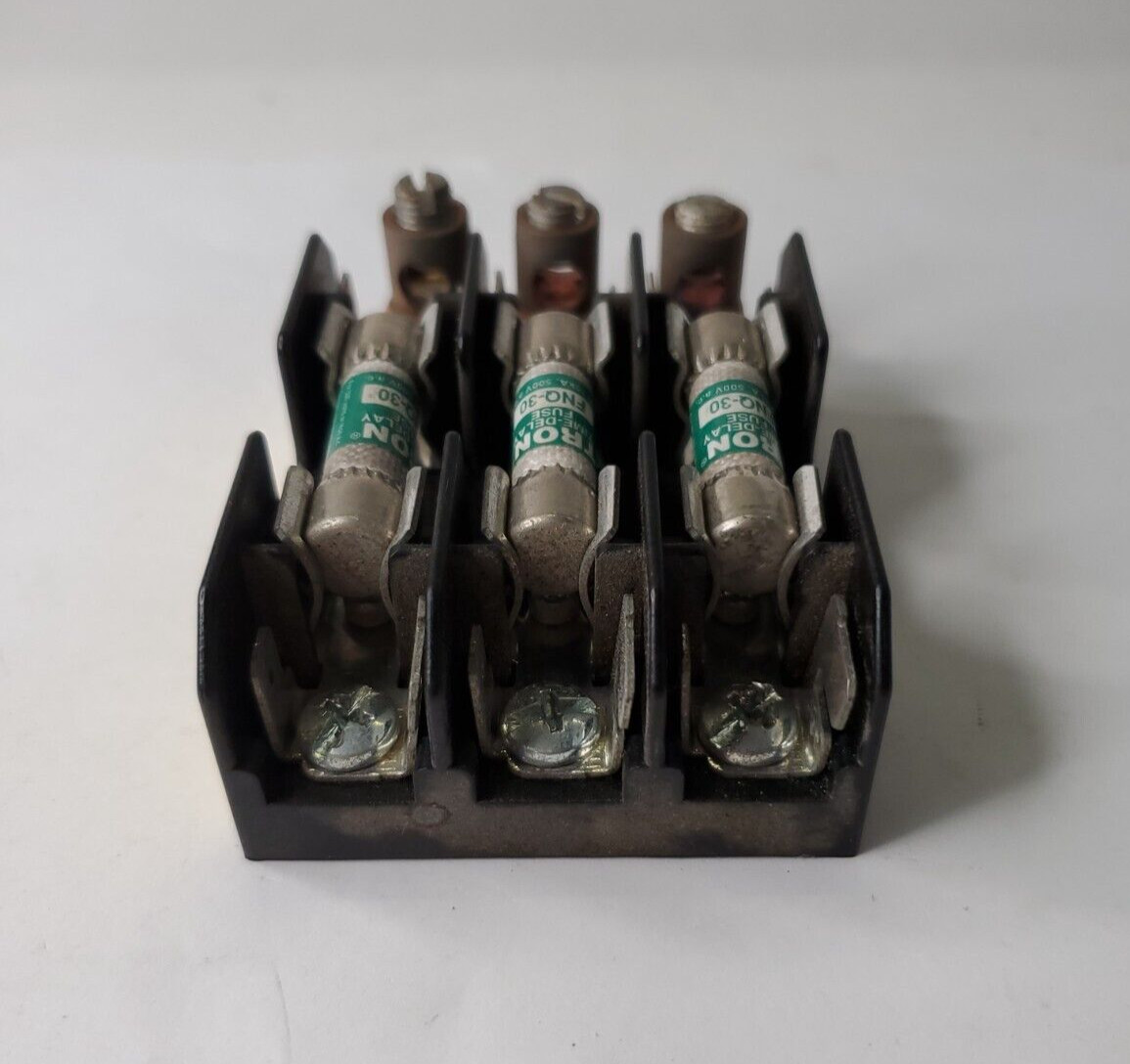 BUSSMANN FUSE BLOCK BM6033SQ M60030-3SQ 30A 600V TRON FNQ-30 FUSES 500VAC