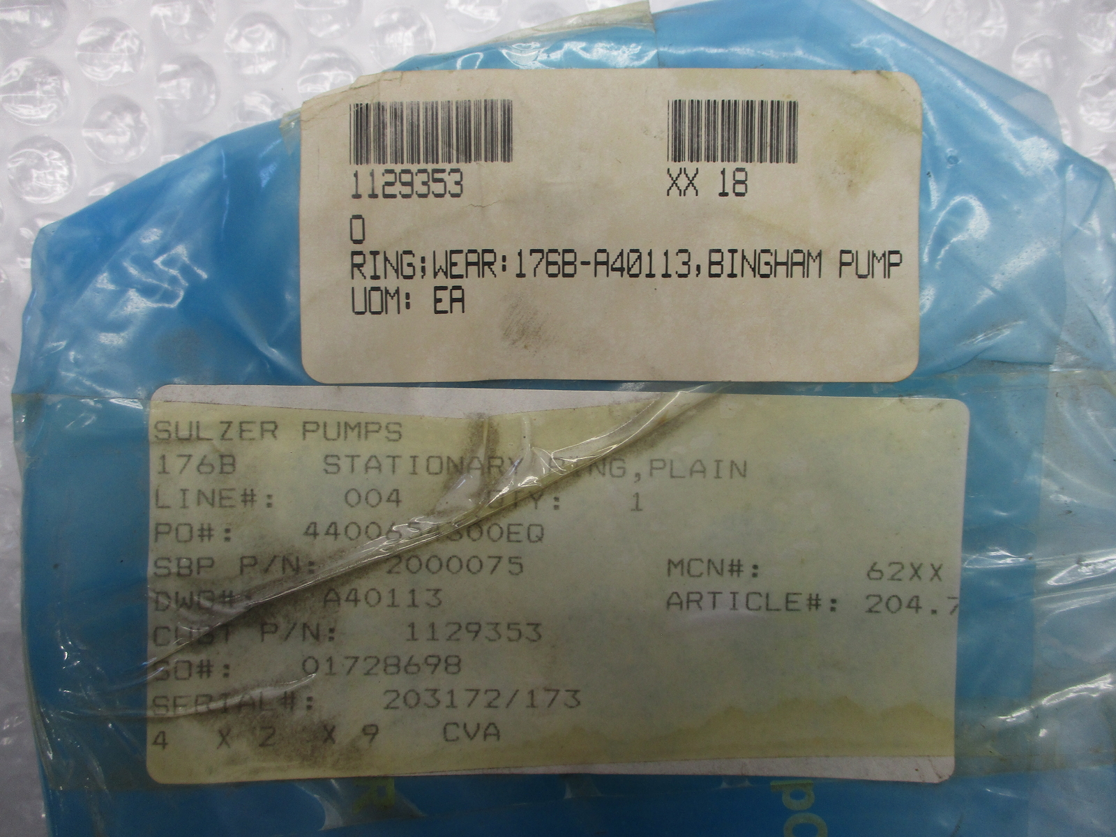 SULZER PUMPS 2000075 1129353 PLAIN RING NSNP..