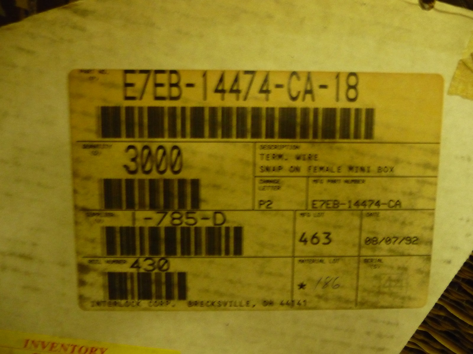 Interlock Corp E7EB-14474-CA-18 Qty of 100 per Lot snap on Female Mini Box, ALS