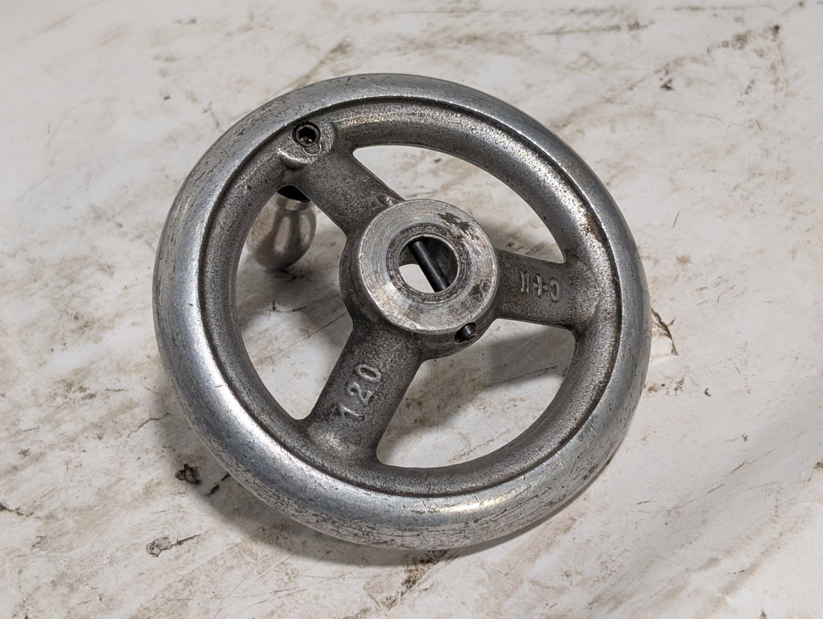 C+H 120 Spoked Handwheel, Three Spokes, Central Bore, Heavy Duty, Central Bore