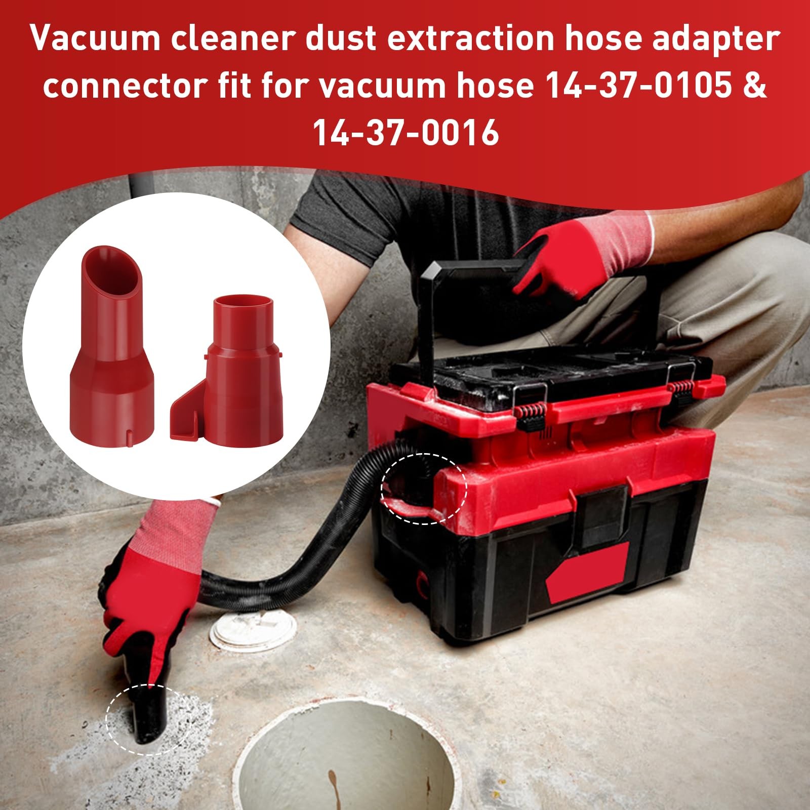 2 Pcs Vacuum Hose Adapter Fit for M-18 0970-20 14-37-0105, 14-37-0016, Red