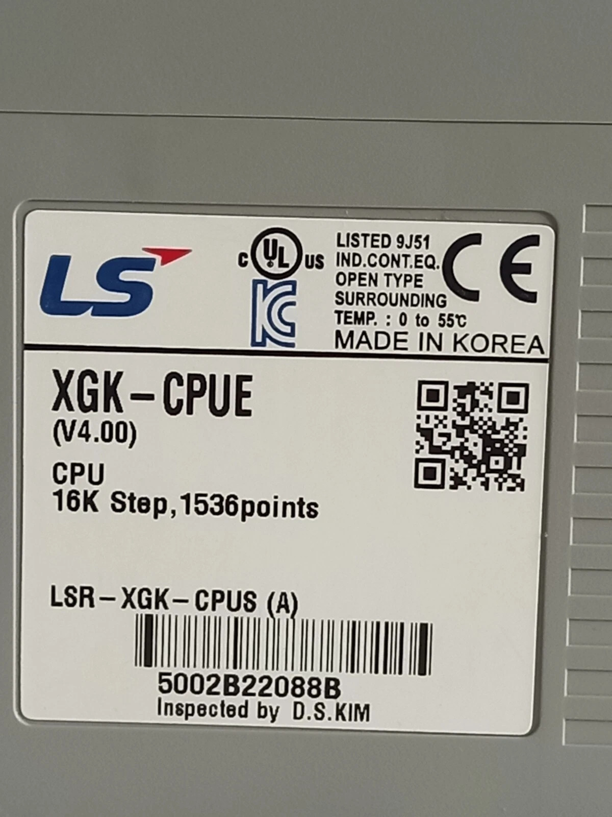 LS XGK-CPUE V4.00 CPU 16K STEP, 1536POINTS used