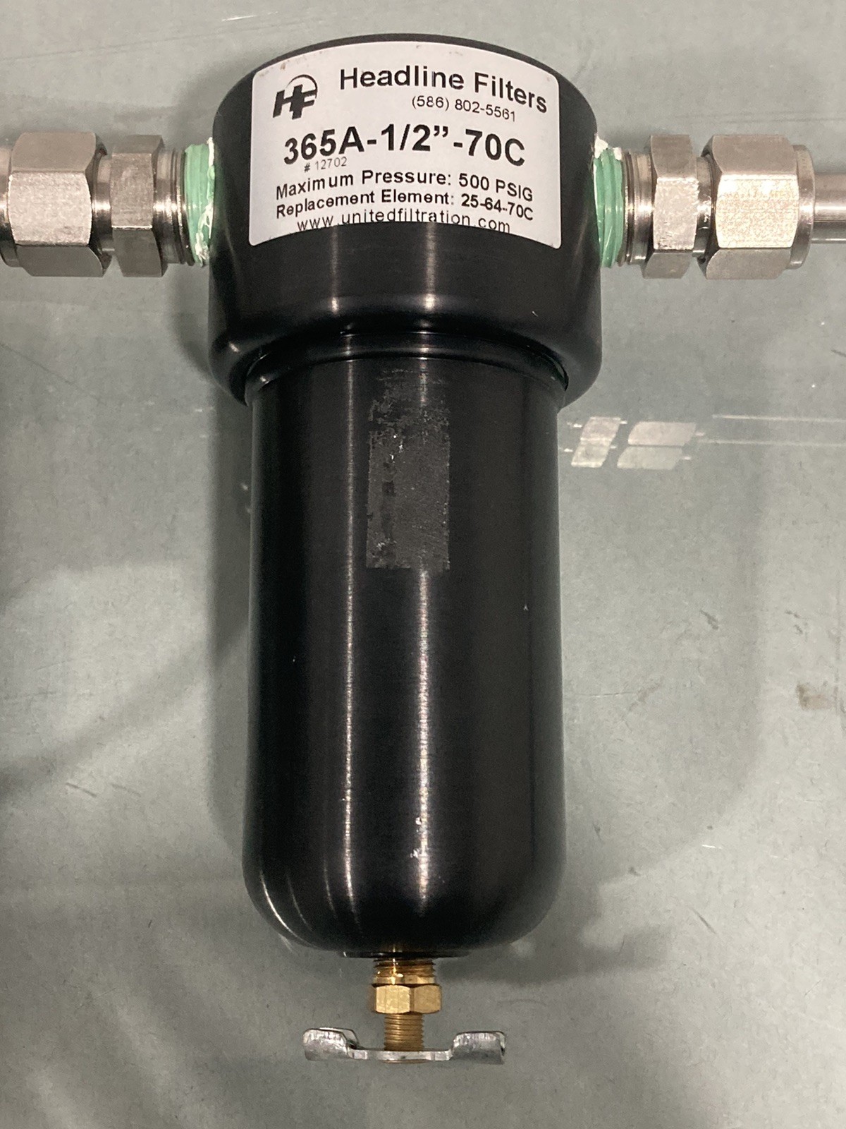 United Filter Systems 365A-1/2″- 70C Instrument Air/Gas Filter 500PSIG g135
