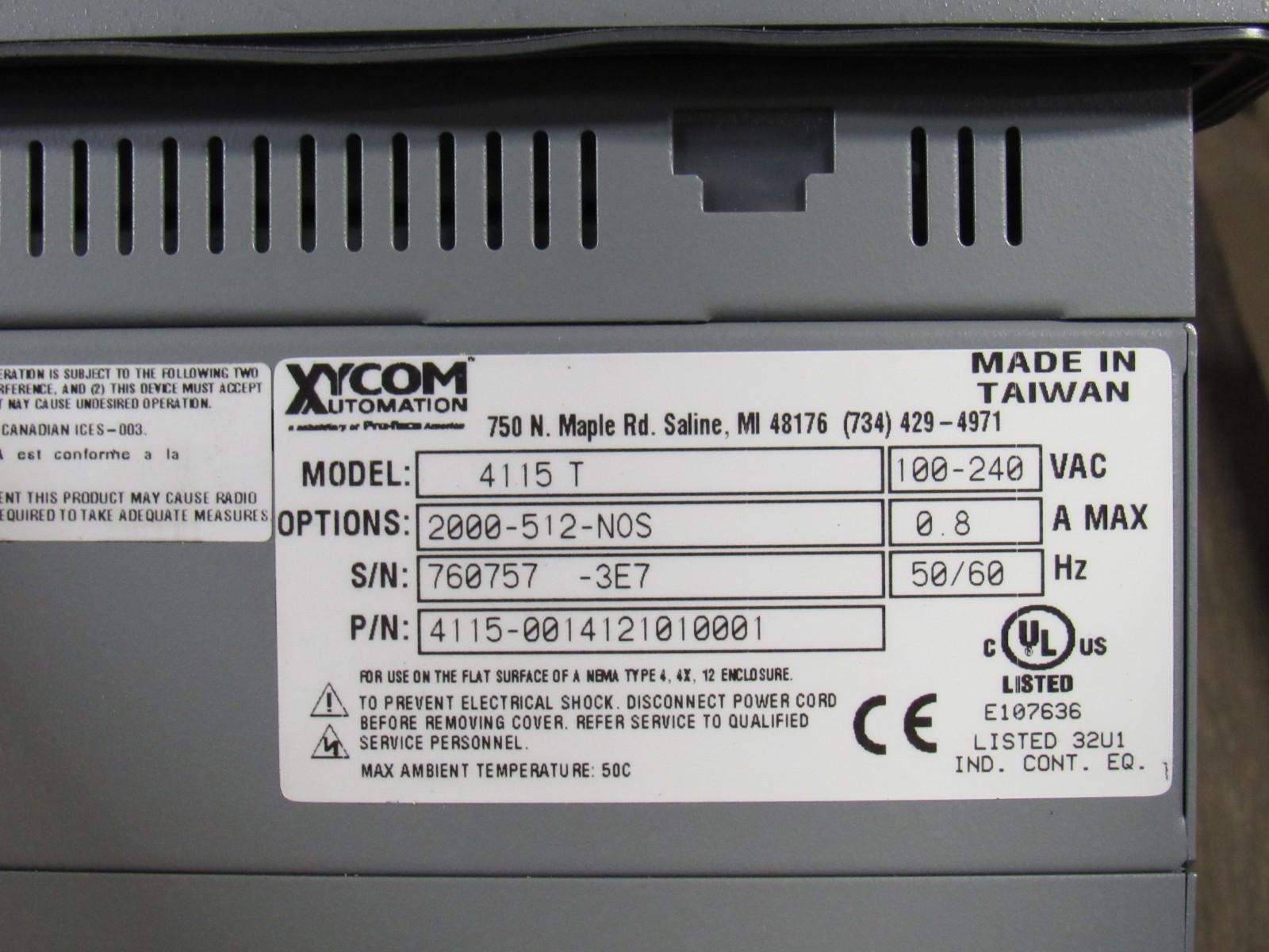 Xycom Proface Operator Interface Display Panel 4115T 4115-0014121010001 100-240V