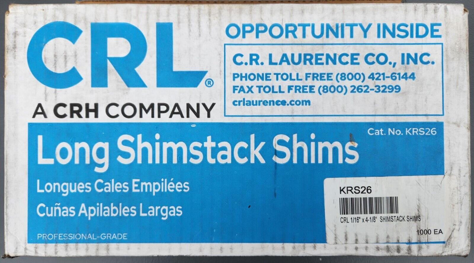 CRL 1/16″ x 4-1/8″ Shimstack Shims – 1000 Pack