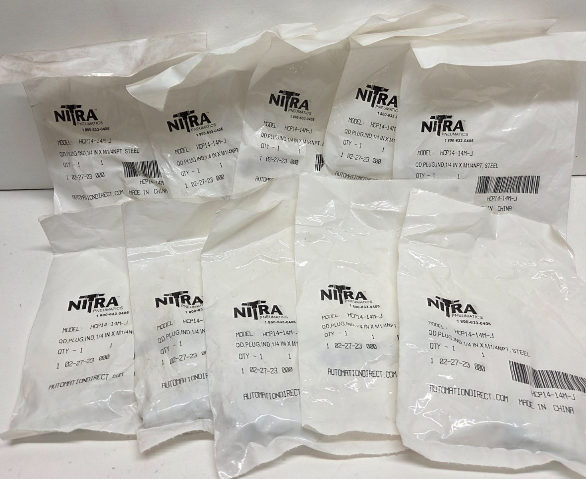 LOT OF 10 NEW IN BAG! NITRA 1/4″ MNPT QUICK DISCONNECT AIR FITTINGS HCP14-14M-J