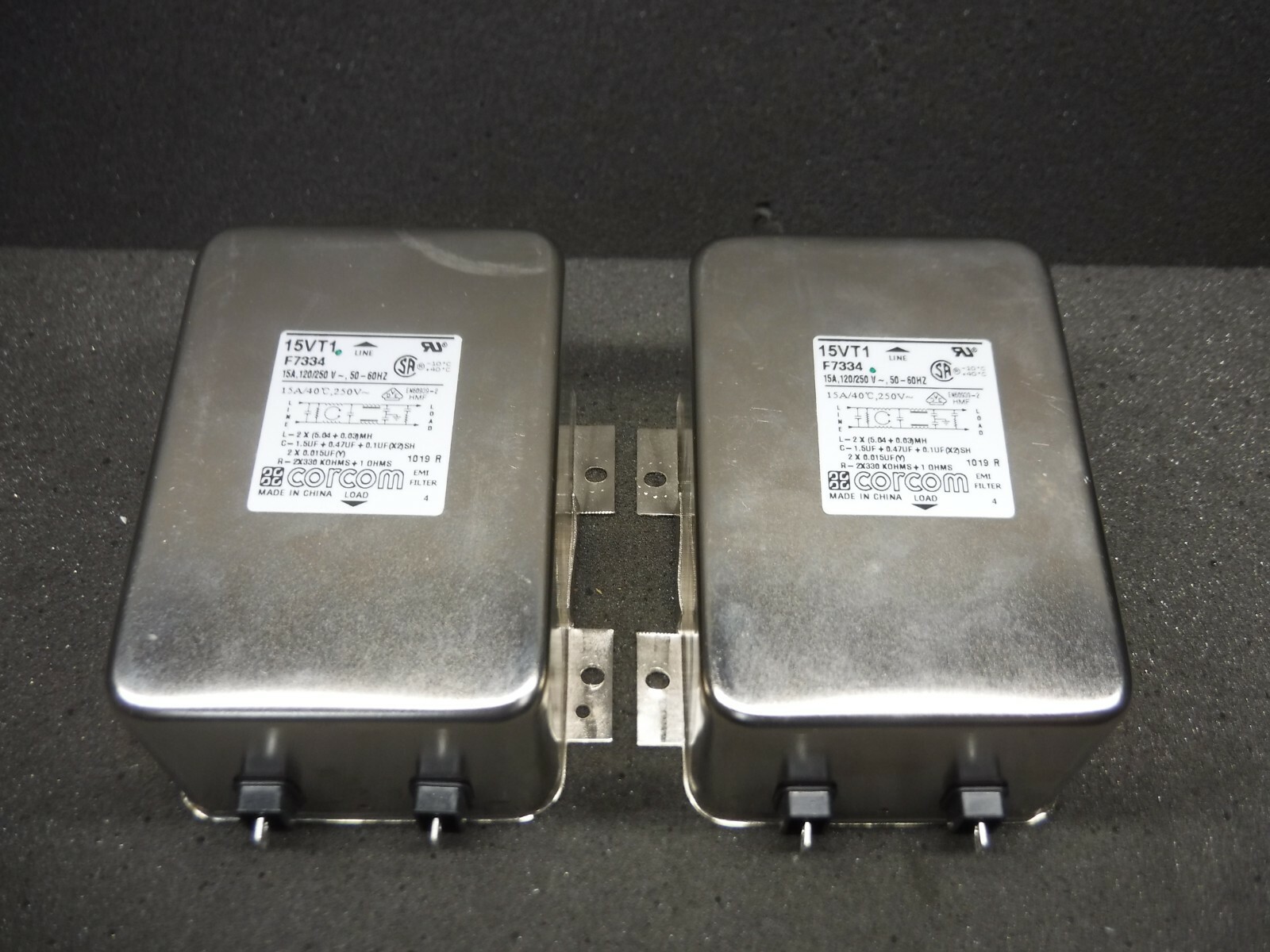 Corcom, 15VT1, F7334, 15a, 120/250V, 50-60Hz, Line Filter (Used) * Lot of 2 *