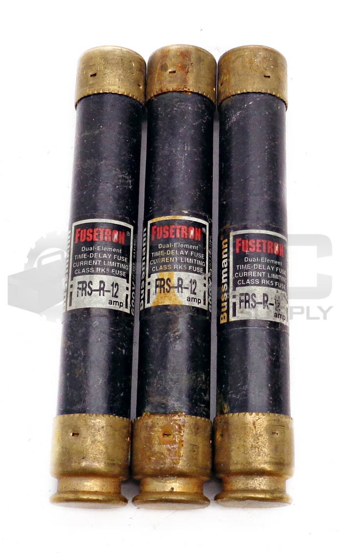 LOT OF 3 NEW BUSSMANN FRS-R-12 FUSETRON TIME-DELAY FUSES CLASS RK5 600V