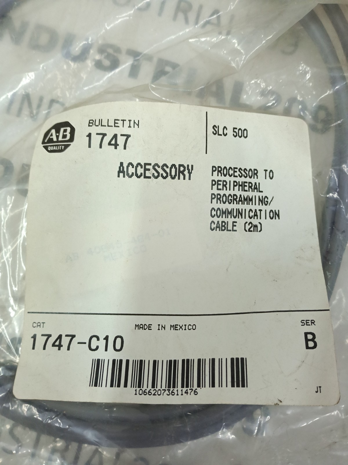 ALLEN BRADLEY 1747-C10 SERIES B PROCESSOR COMMUNICATION CABLE