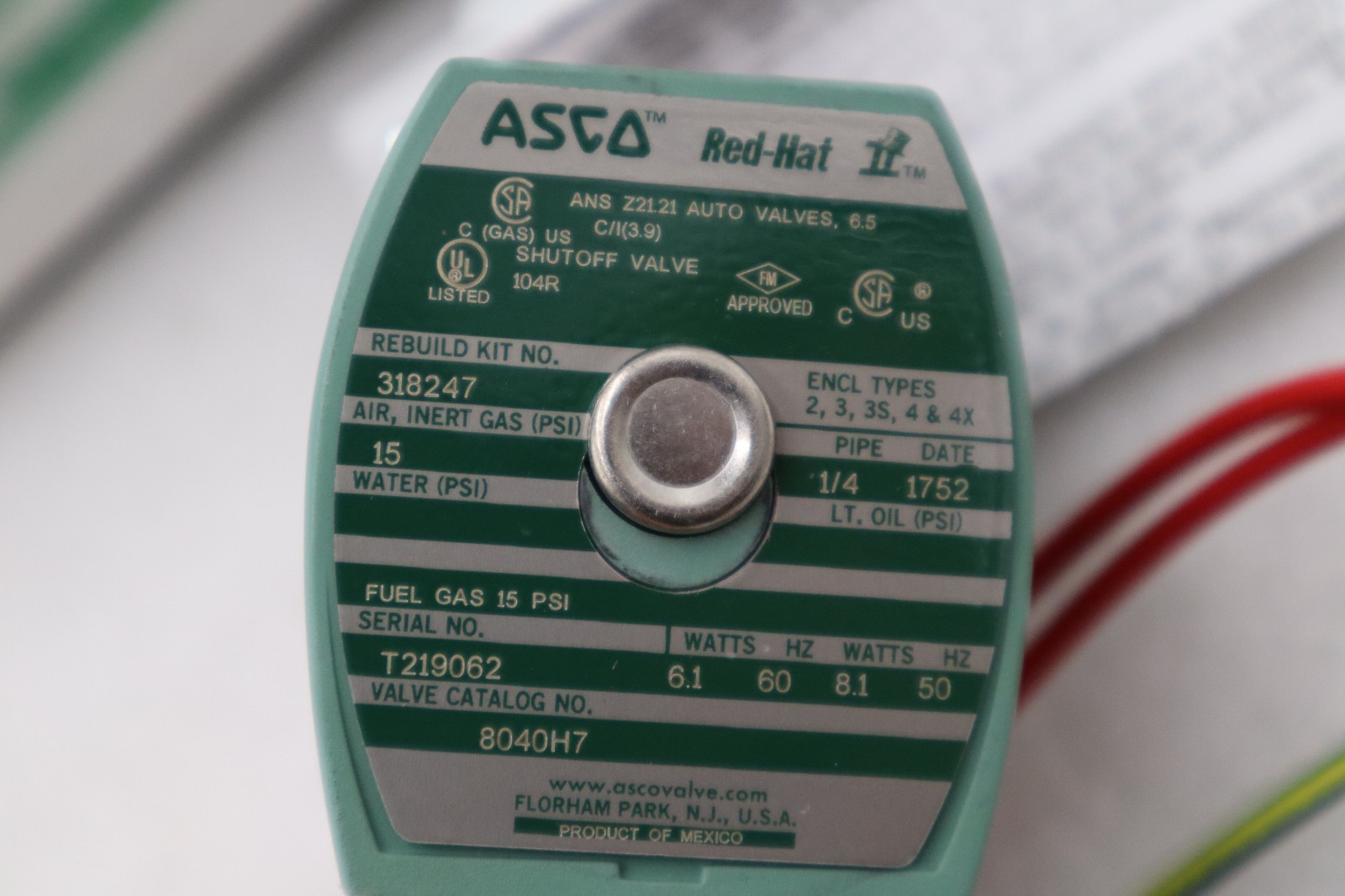 NEW ASCO REDHAT 8040H7 110/120V 15PSI 1/4″ NSNP STOCK H617A