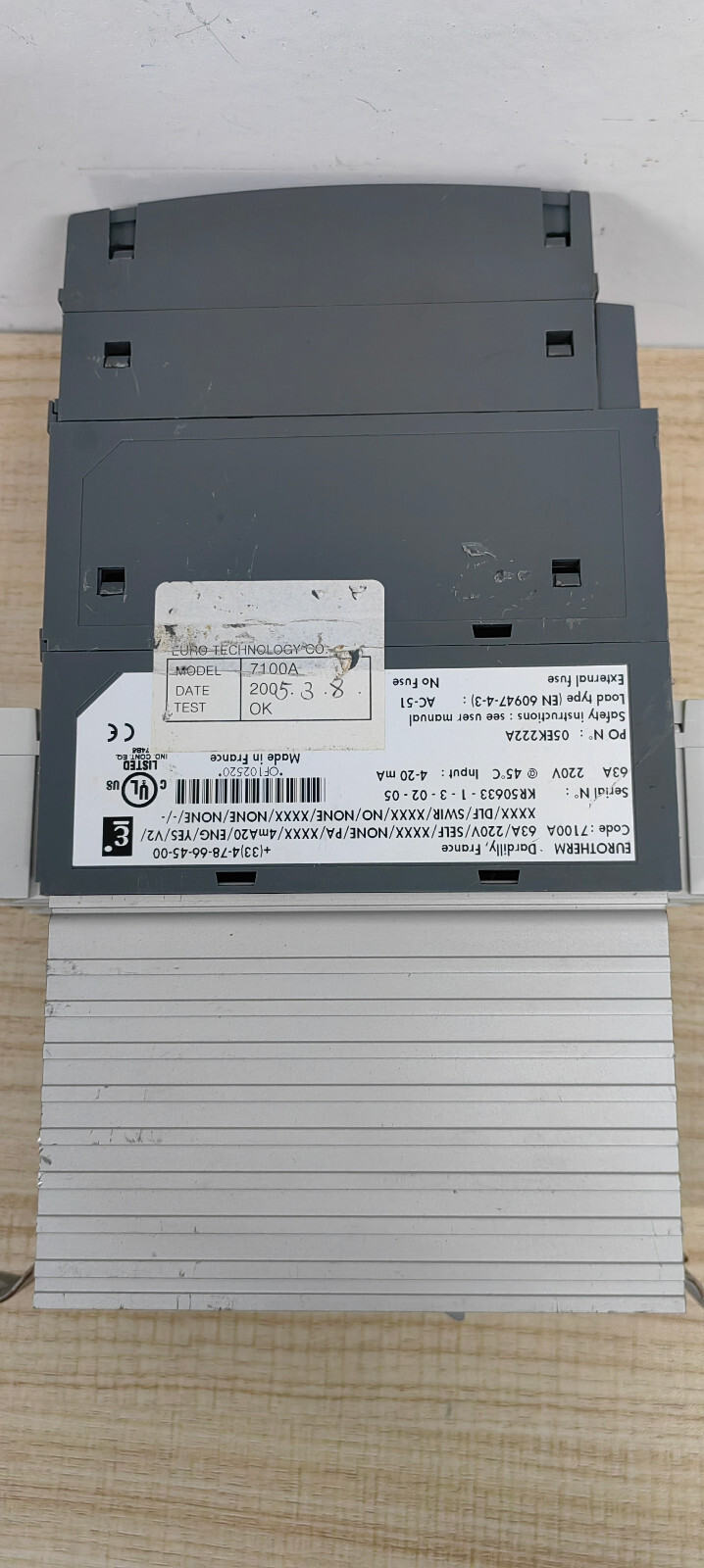 EUROTHERM 7100A 63A/220V/SELF/XXXX/NONE/PA/XXXX/4MA20/ENG/YES/V2/XXXX/DLF/SWIR