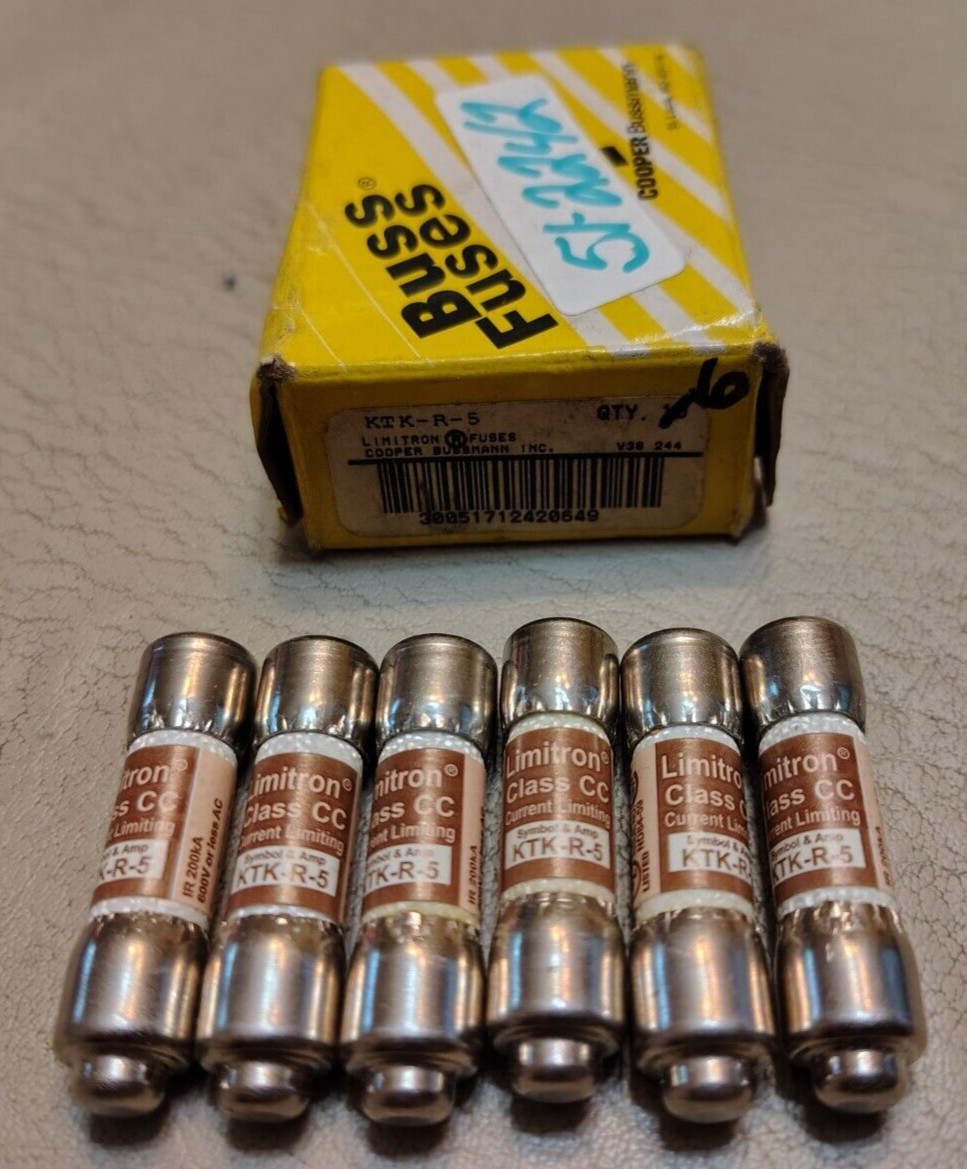 LOT OF 6 PCS Bussmann KTK-R-5 Limitron Fuse KTKR5 Cooper