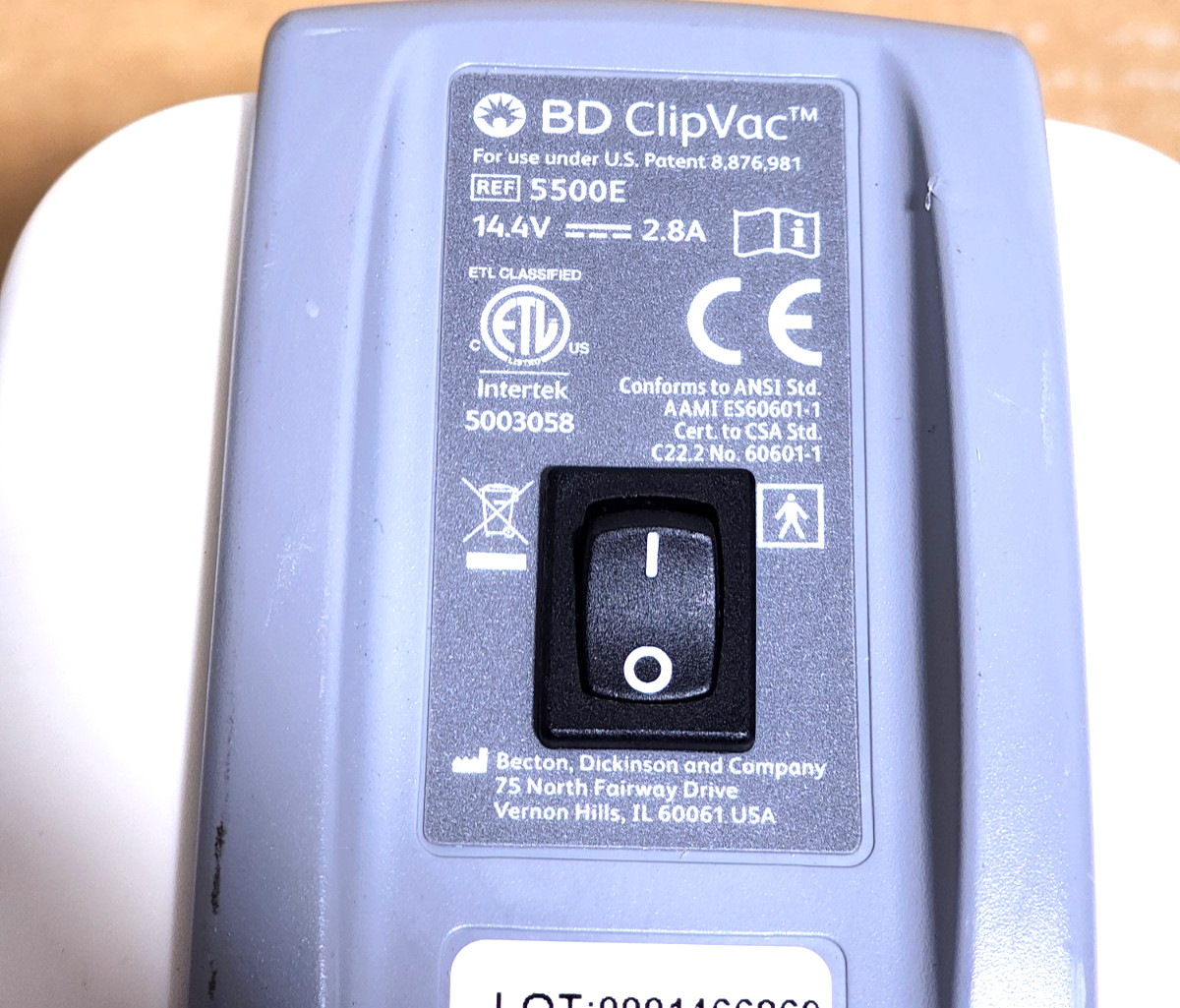 Becton Dickinson BD ClipVac 5500E Clipper Vacuum Unit UNTESTED.