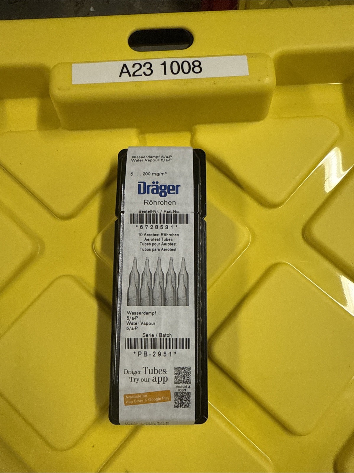 DRAGER 6728521 (PKG OF 10) 2023 5/a-P 200 mg/m3 Areotest Tubes