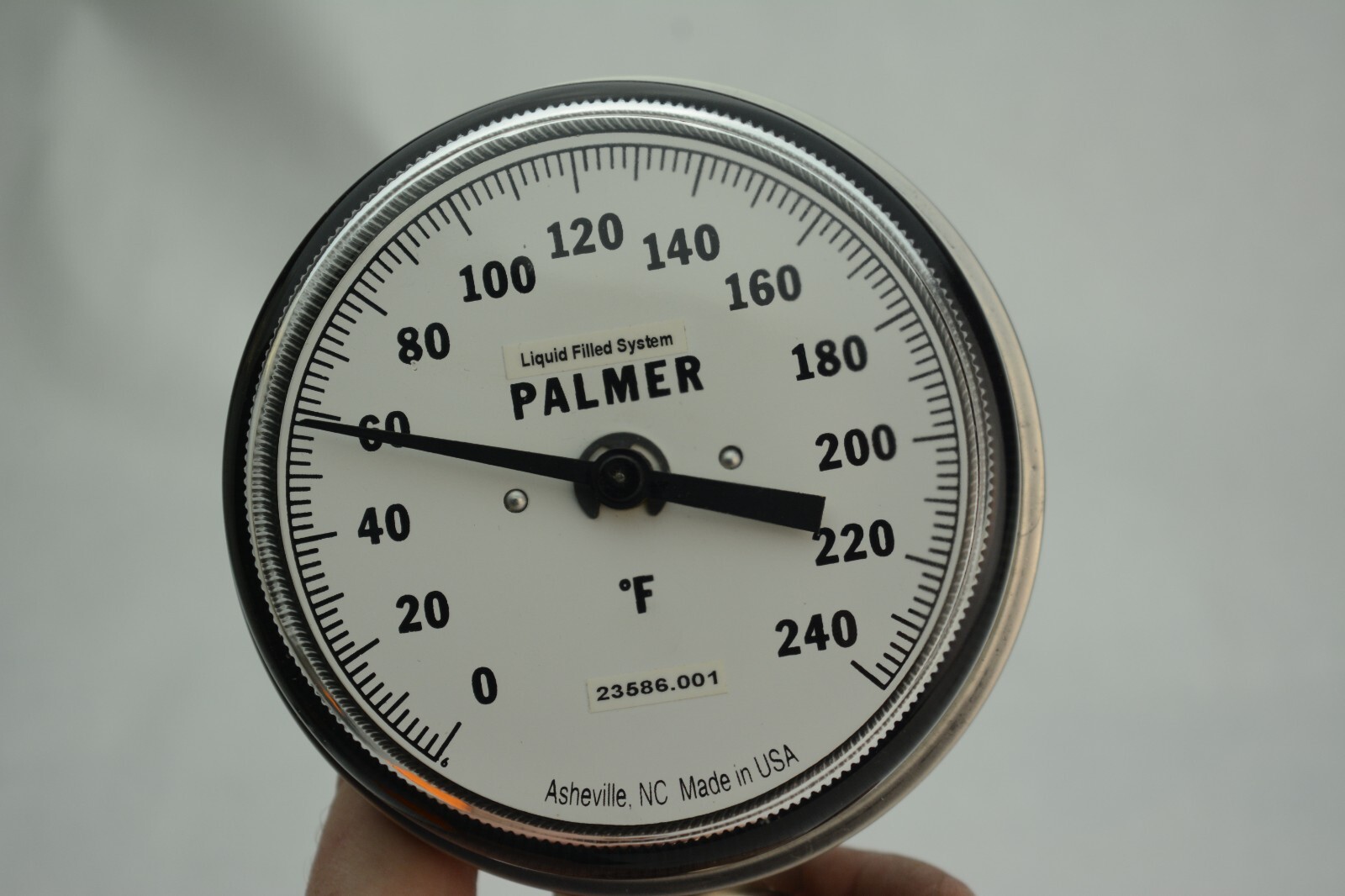 Palmer Industrial Temperature Gauge Liquid filled 0-240F Glass Face