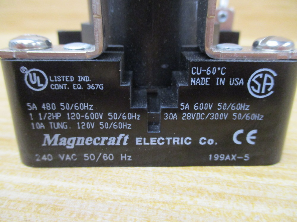 Schneider Electric 199AX-5 Power Relay 199AX5 10A TUNG. 120V