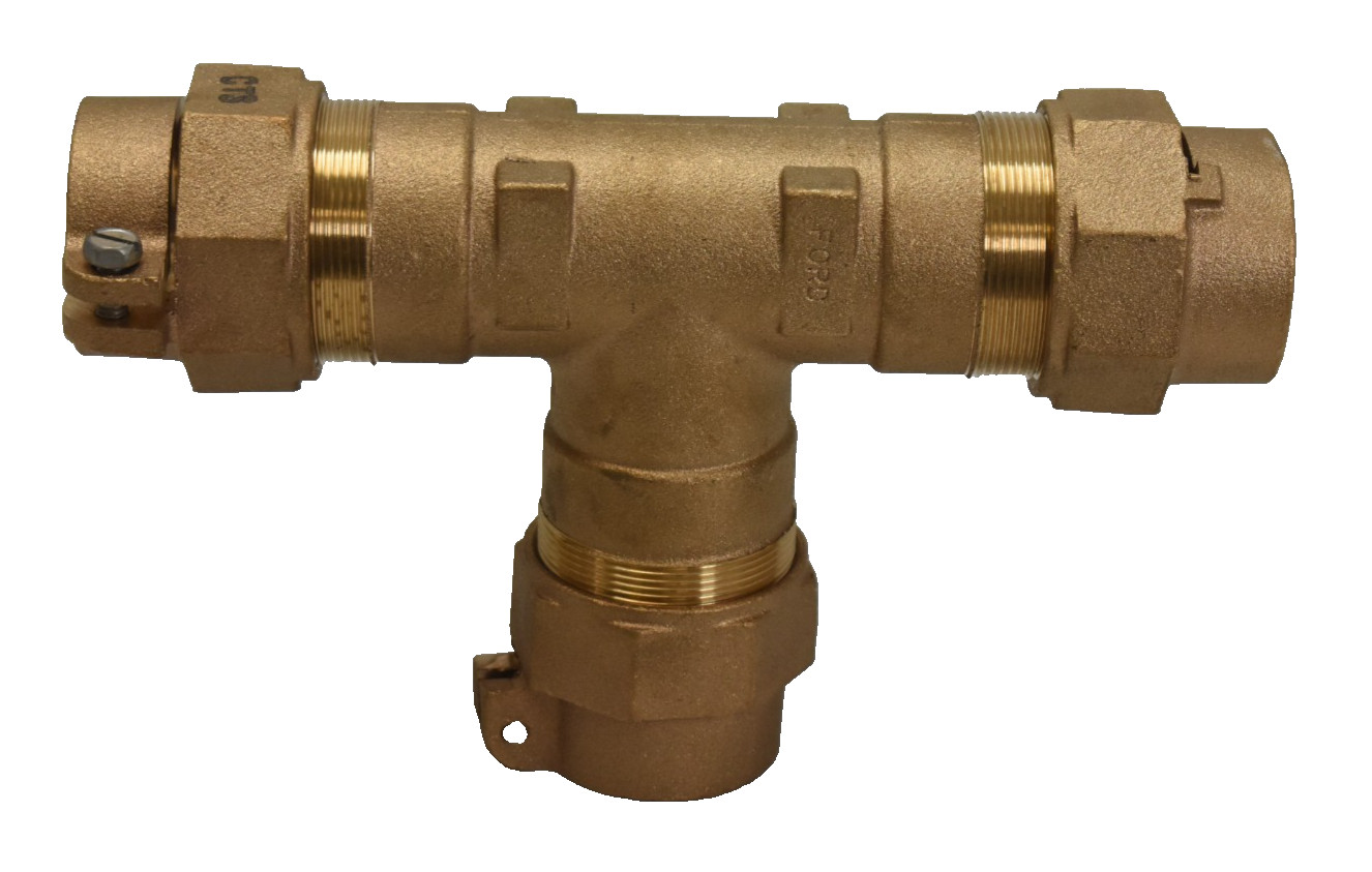 Ford Meter Box Joint CTS Water Service Brass Reducing Tee 2″ x 2″ x 2″