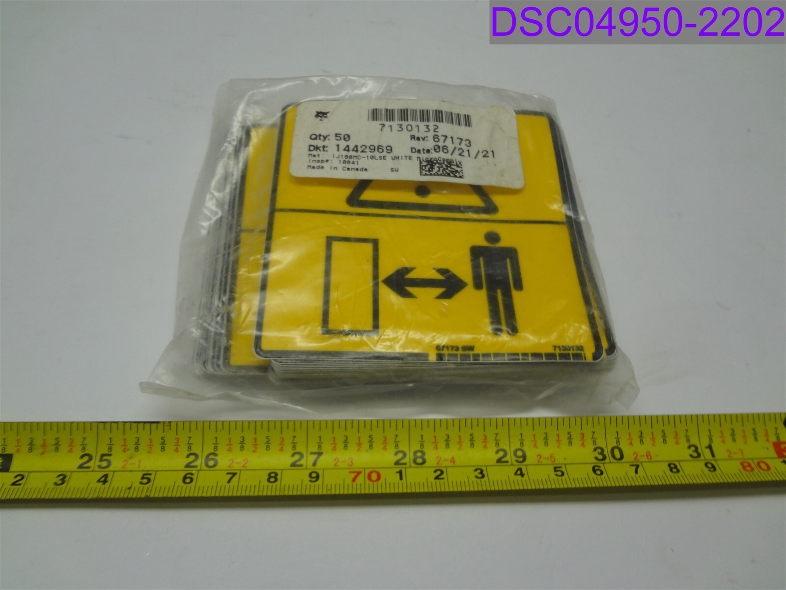 Qty = 1 Pack of 50: Bobcat Warning Stay Clear Yellow Decal Sticker P/N 7130132
