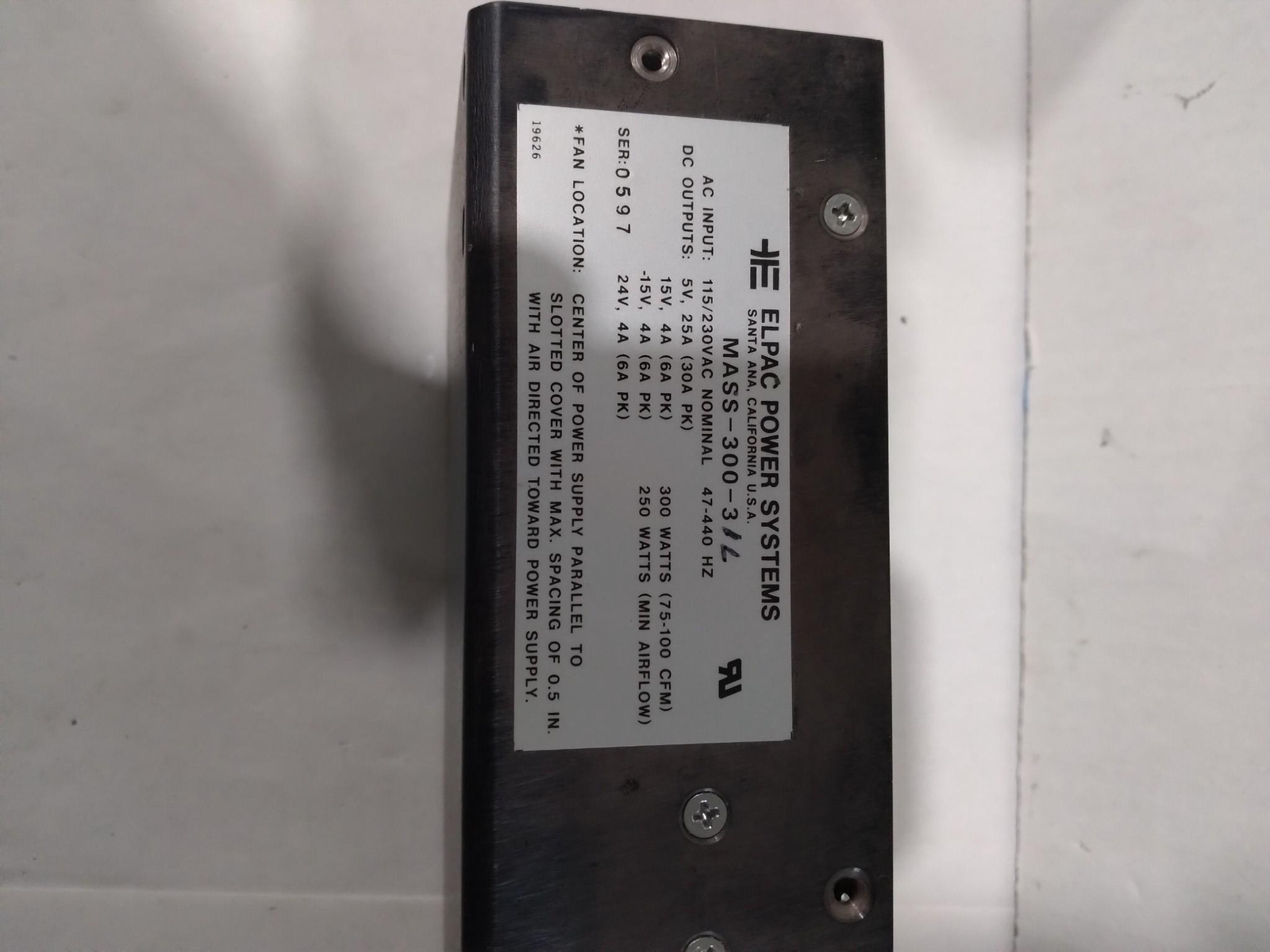 ELPAC MASS-300-3 GE POWER SUPPLY BOARD 305A6410P1 90-132/180-250 VAC 47-440HZ