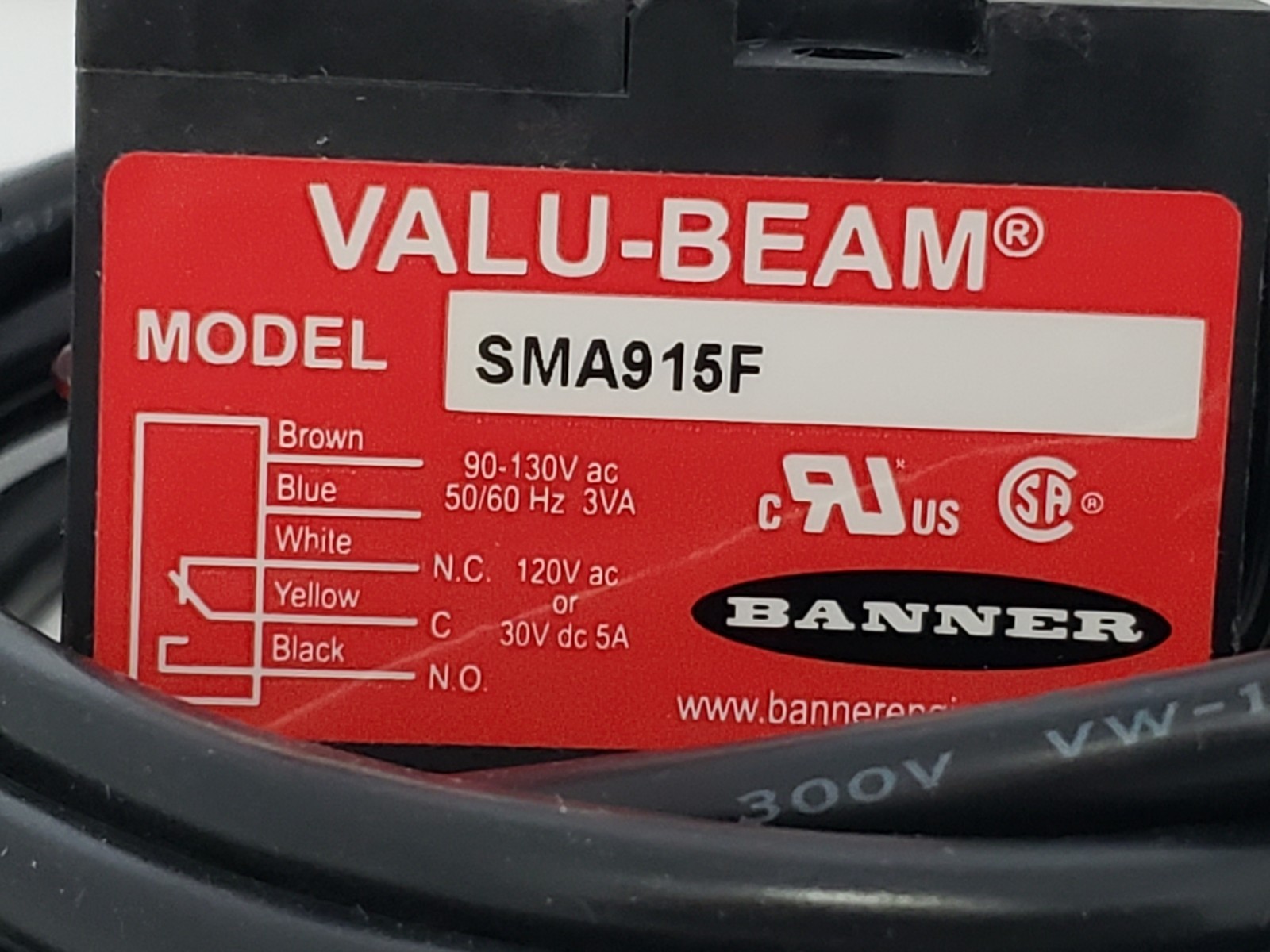 BANNER SMA915F PHOTOELECTRIC SENSOR VALUE-BEAM FIBER OPTIC 90-130V AC NIB