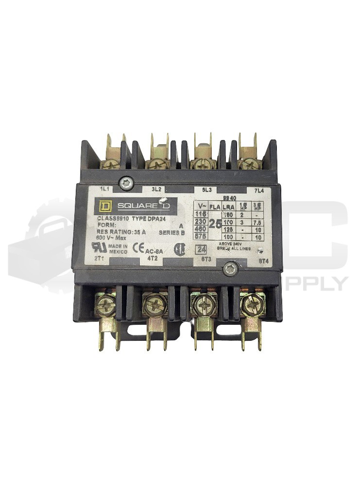 SQUARE D 8910 DPA24 /B CONTACTOR 35A W/ 9998 DA2 V02 120V 60HZ 110V/50HZ