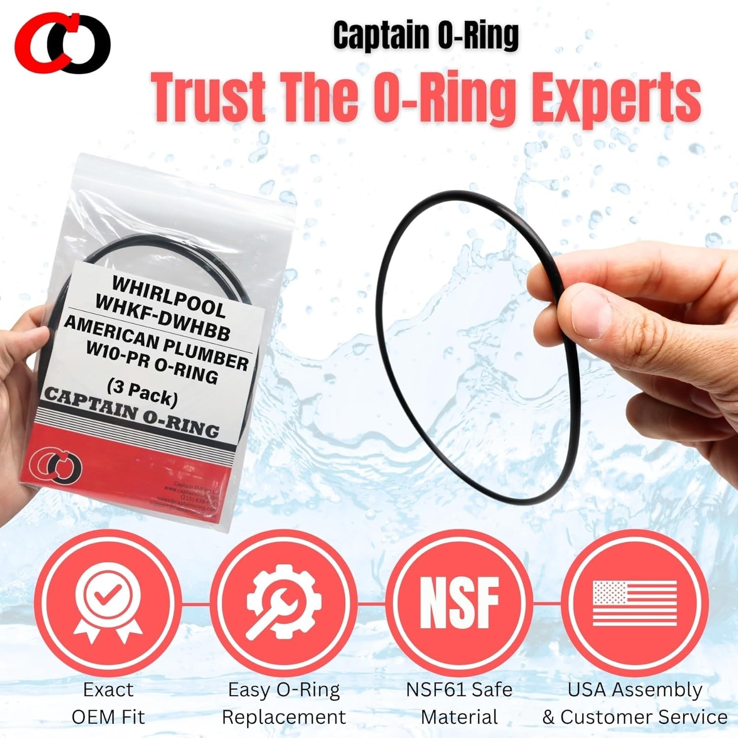 Replacement O-Rings for Whirlpool WHKF-DWHBB (WHKF-C9) & American Plumber W10