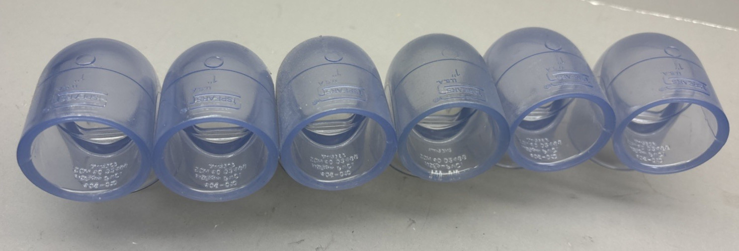 LOT of 6 Spears 406-010 1″ PVC 90 ELBOW SOCKET SCH40 Clear