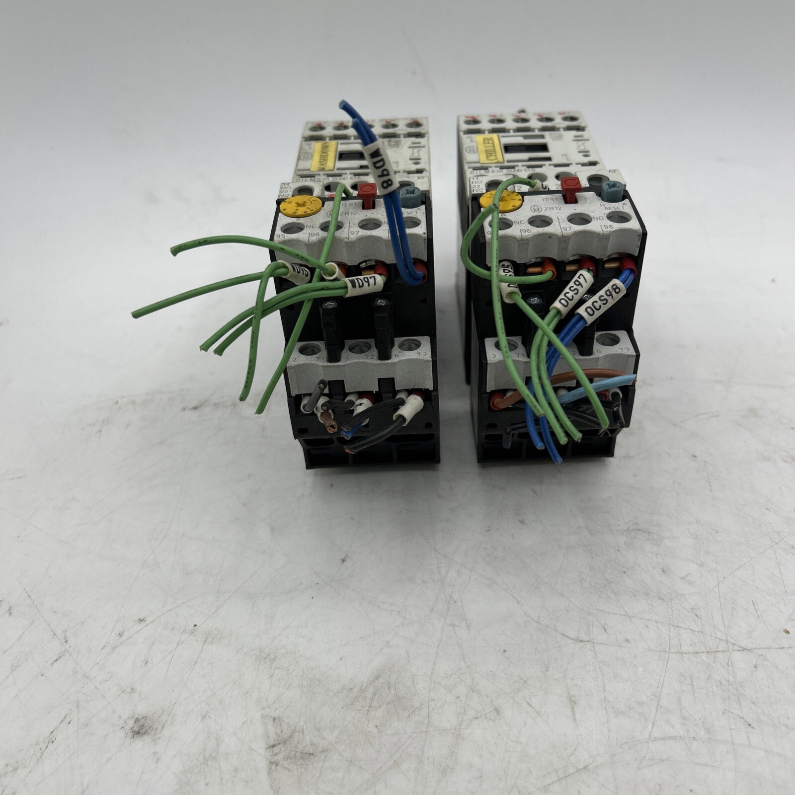 Lot Of 2 Sets Of MOELLER DILMC9 ZB12-10 CONTACTOR RELAY AUX BLOCK ASSEMBLY